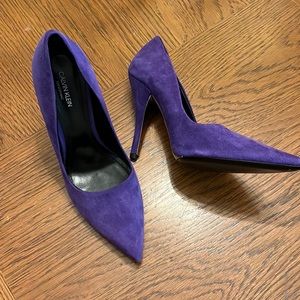 NWOT Calvin Klein purple suede pointed toe pumps